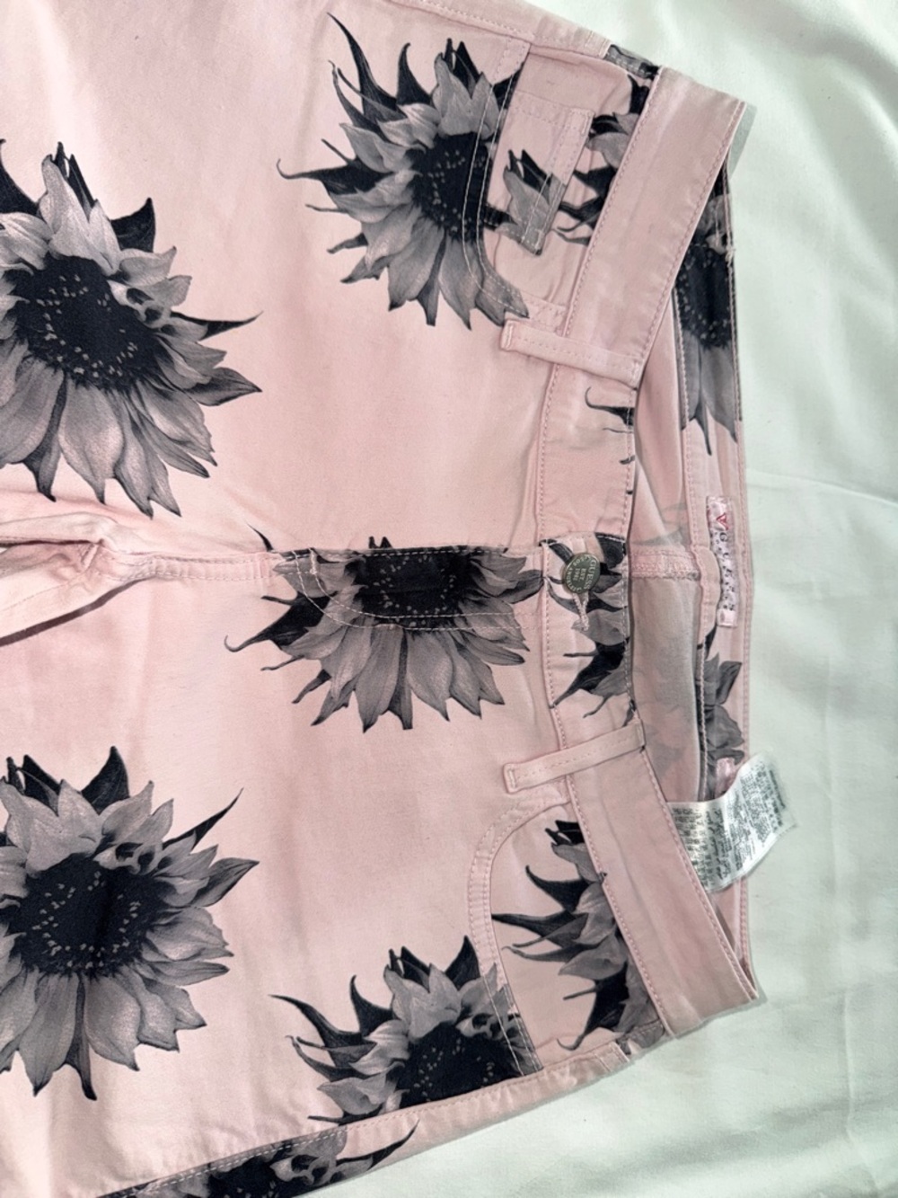 Guess Pink Shorts with Black Sunflower Print